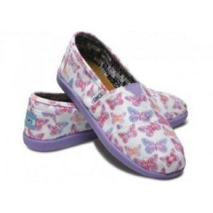 TOMS Size 4.5 Pink and Purple Butterflies Print